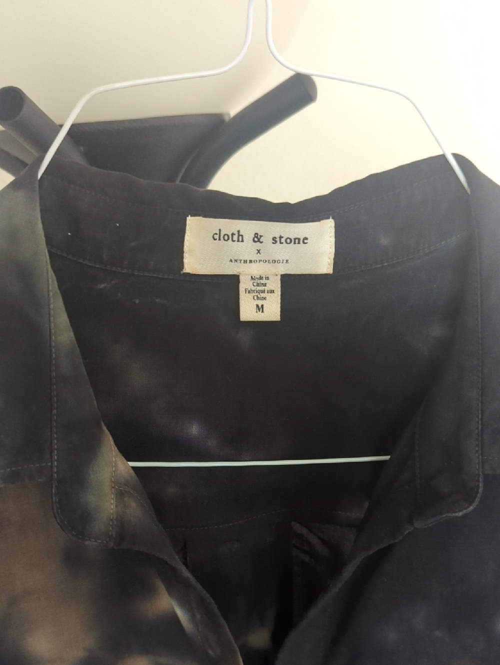 Cloth And StoneTie-Dye Button-Up Shirt in Dark Green and Black And Brown - Picture 7 of 7